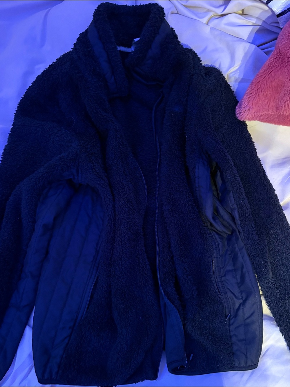 Snozu Navy Blue and Cream Men's Fleece Sweater